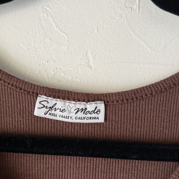 Sylvie & Mado Tank Top Y2k Small Brown Tuscan Rhinestone Ribbed Going Out - Picture 5 of 8
